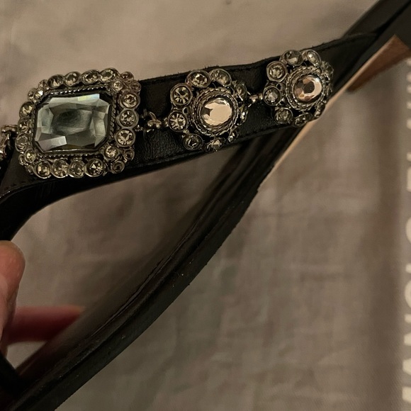 Manolo Blahnik Black Embellished Sandals Sz 39 1/2. - Picture 9 of 11